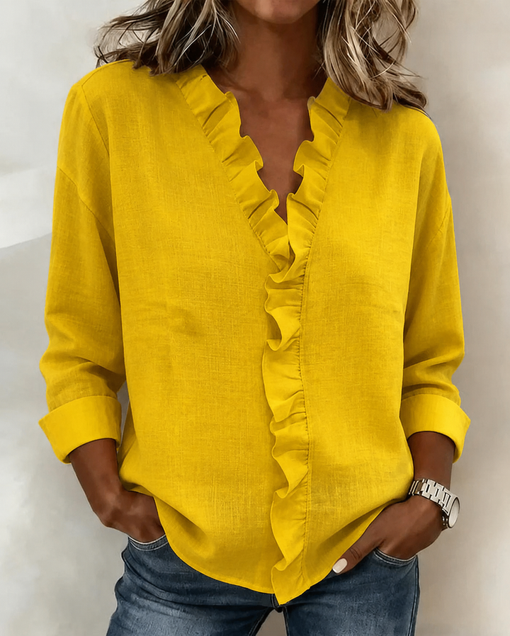 Flattering Longsleeve Blouse in Yellow