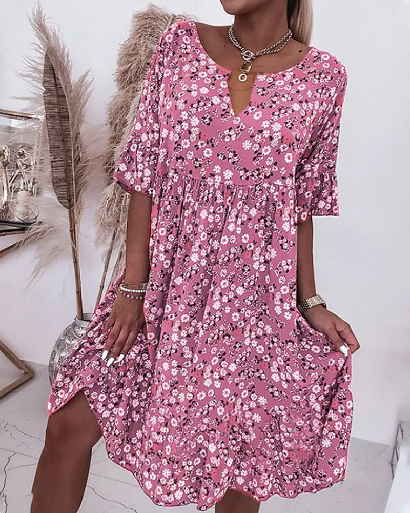 Floral Spring Dress Knee-Length