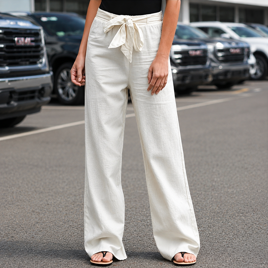 Linen Wide-Leg Pants in White