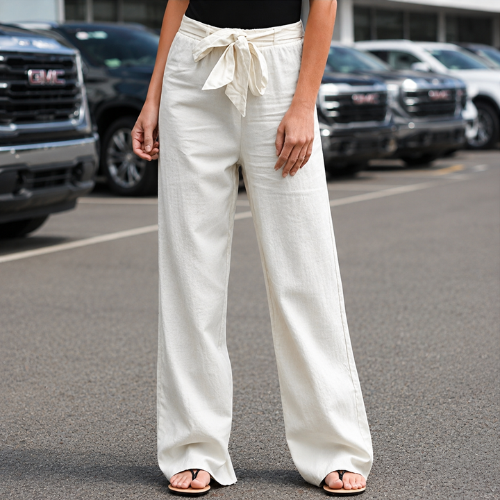 Linen Wide-Leg Pants in White