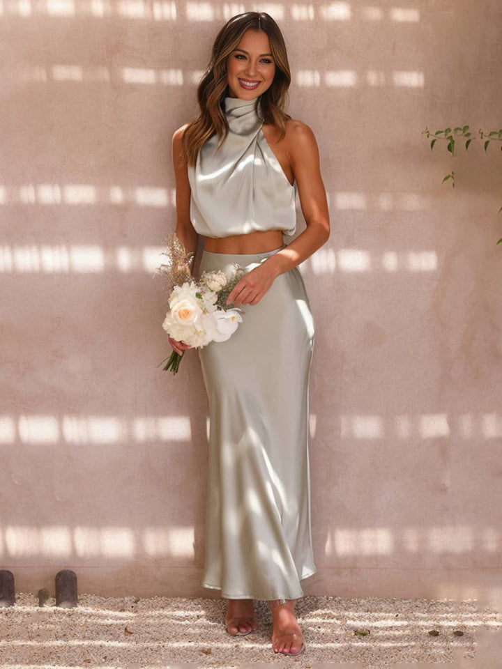 Women's Two-Piece Summer Dress for Wedding Guests in Pastel green 1