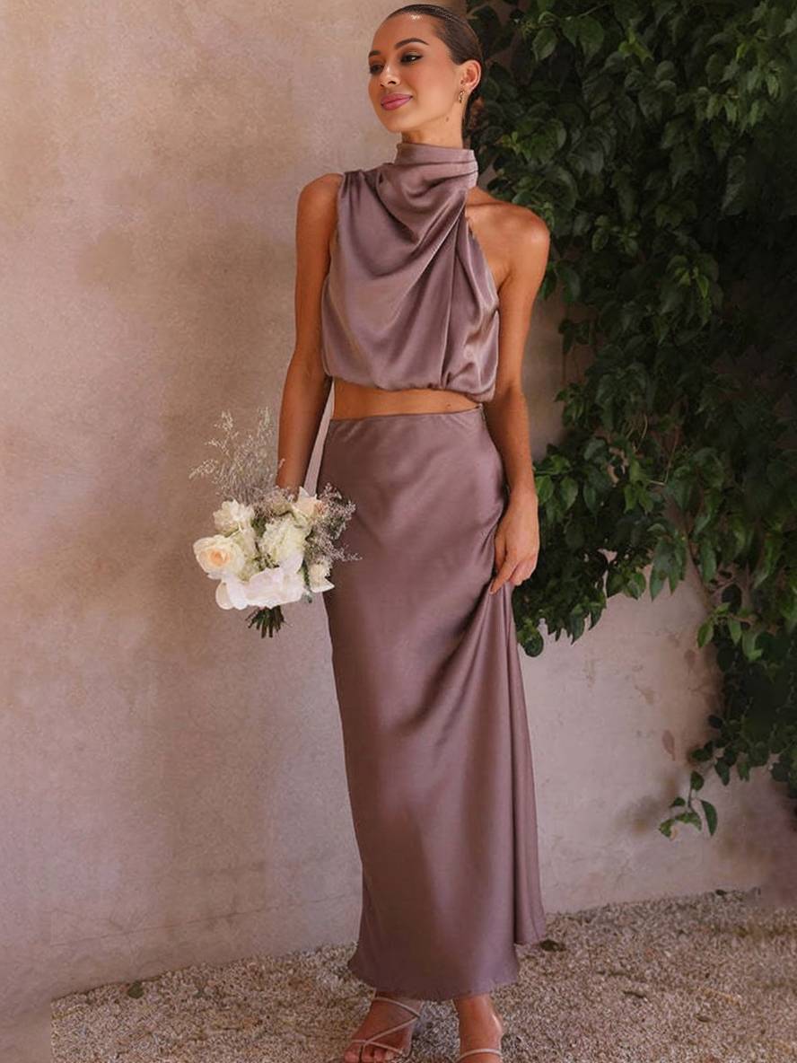 Women's Two-Piece Summer Dress for Wedding Guests in Purple 1