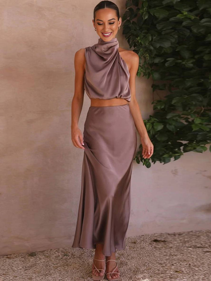 Women's Two-Piece Summer Dress for Wedding Guests in Purple 3