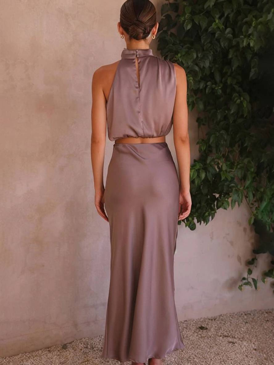 Women's Two-Piece Summer Dress for Wedding Guests in Purple 4