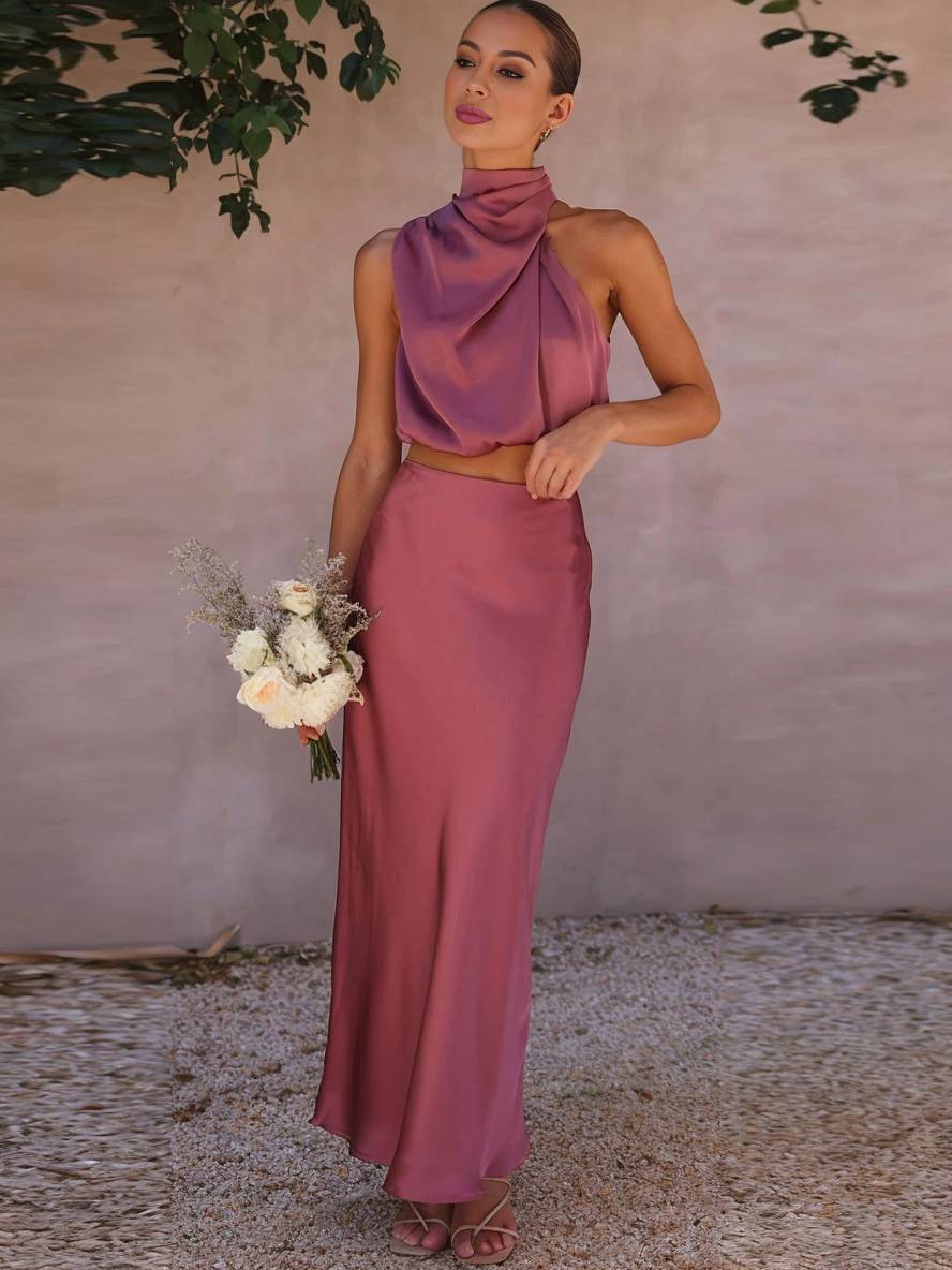 Women's Two-Piece Summer Dress for Wedding Guests in Purple 5