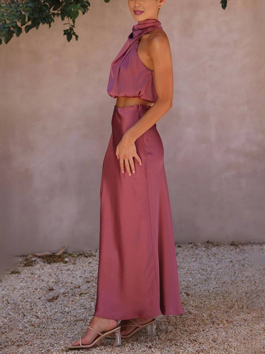 Women's Two-Piece Summer Dress for Wedding Guests in Purple 6