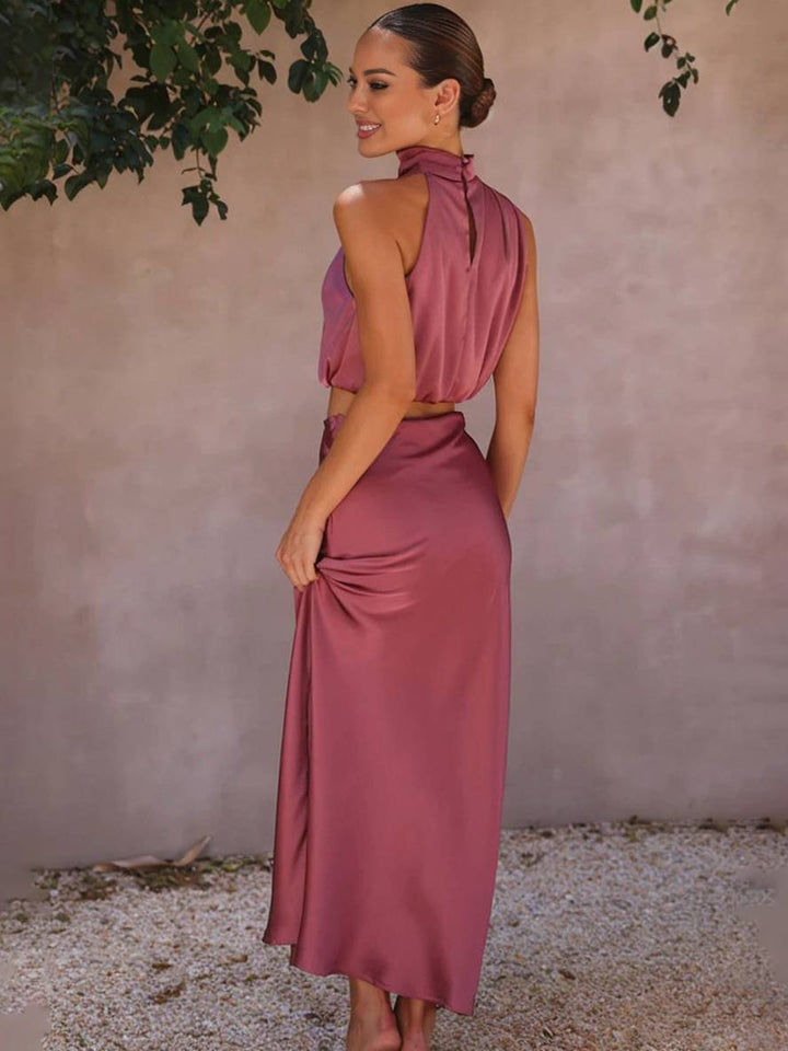 Women's Two-Piece Summer Dress for Wedding Guests in Red 9