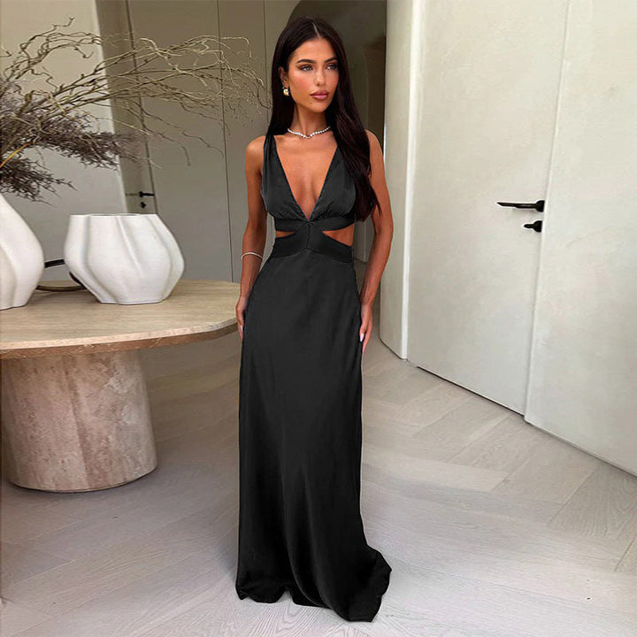 Women's Satin Maxi Dress for Wedding Guests in Yellow 5