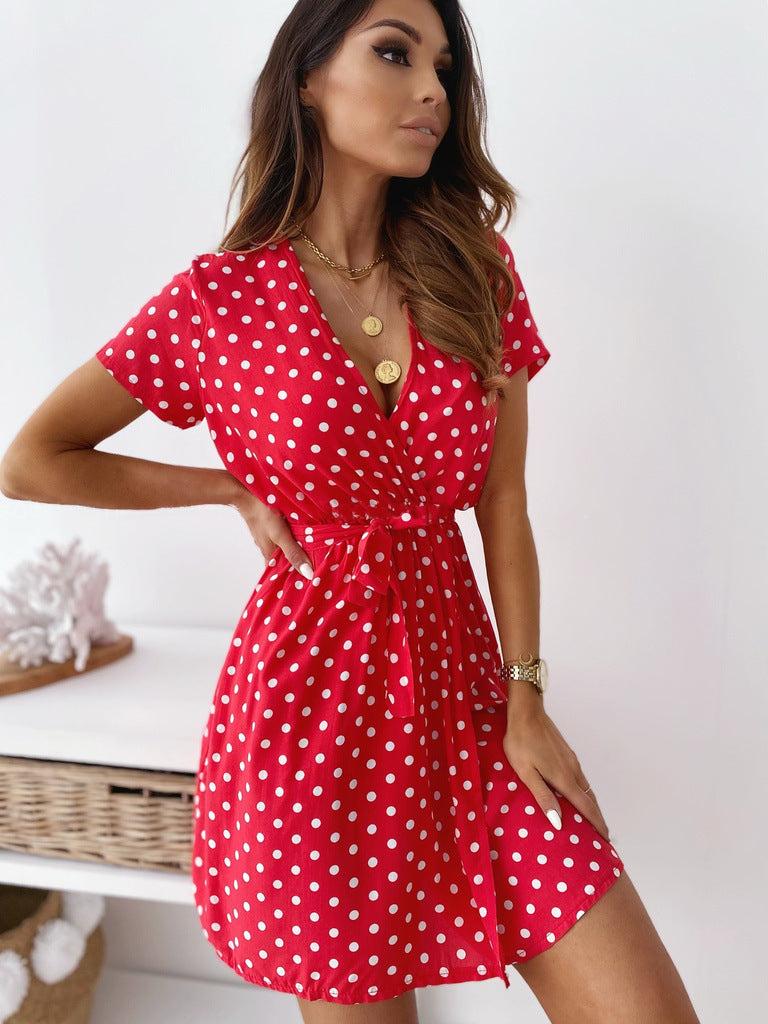 Lune London | Chic Polka Dot Mini Dress for Summer in Red