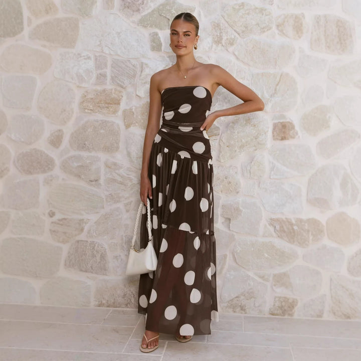 Lune London | Elegant Polka Dot Maxi Dress for Women (3)
