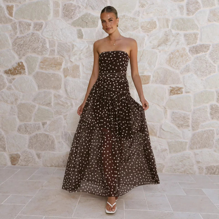 Lune London | Elegant Polka Dot Maxi Dress for Women (4)