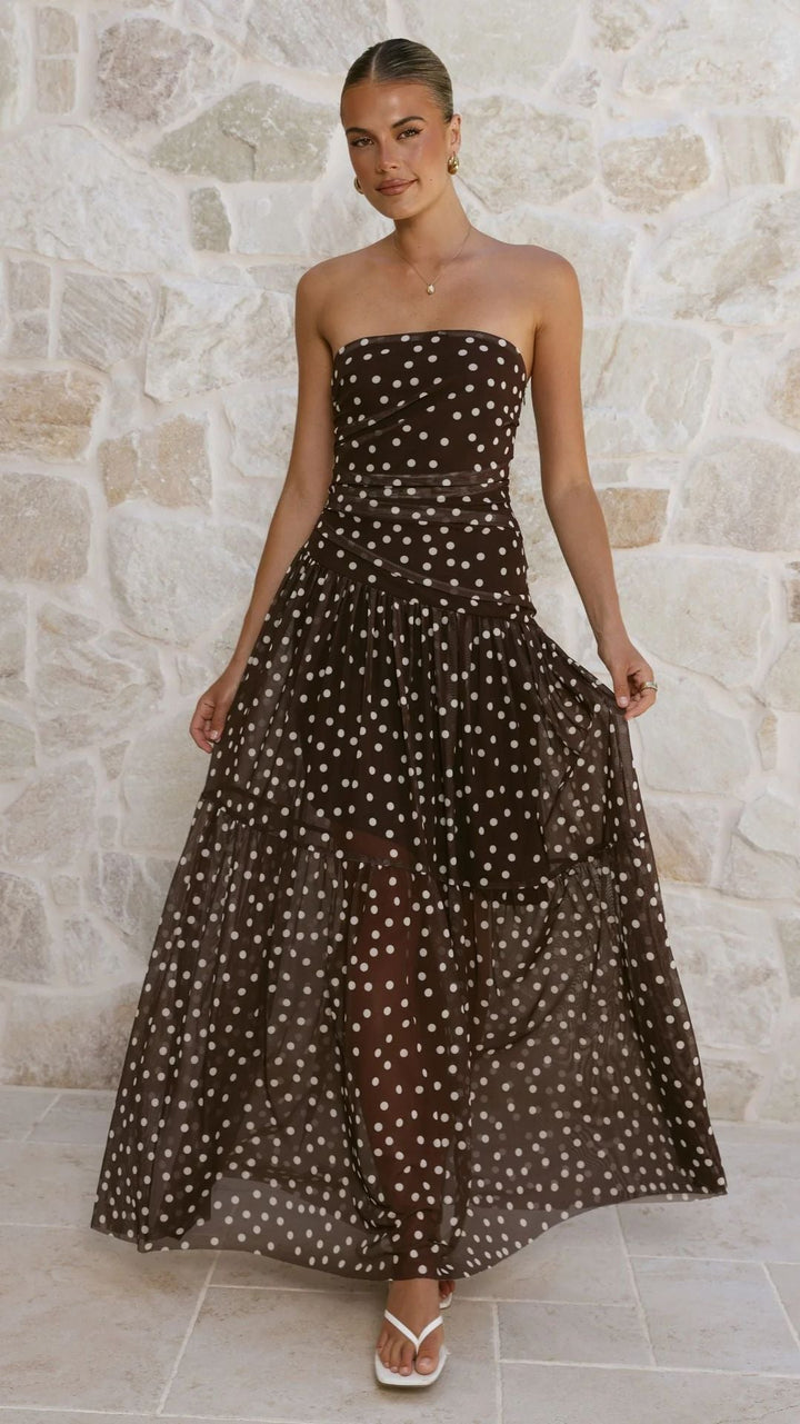 Lune London | Elegant Polka Dot Maxi Dress for Women in Dot