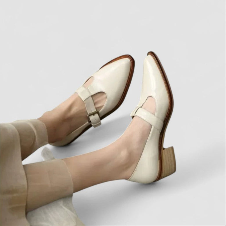 Padded Orthopedic Mary Jane Shoes in Beige