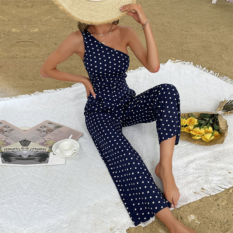 Polka Dot Maxi Summer Dress for Women in Dark Blue
