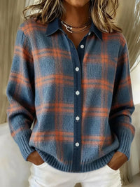 Ella | Refined Checkered Button-Front Cardigan