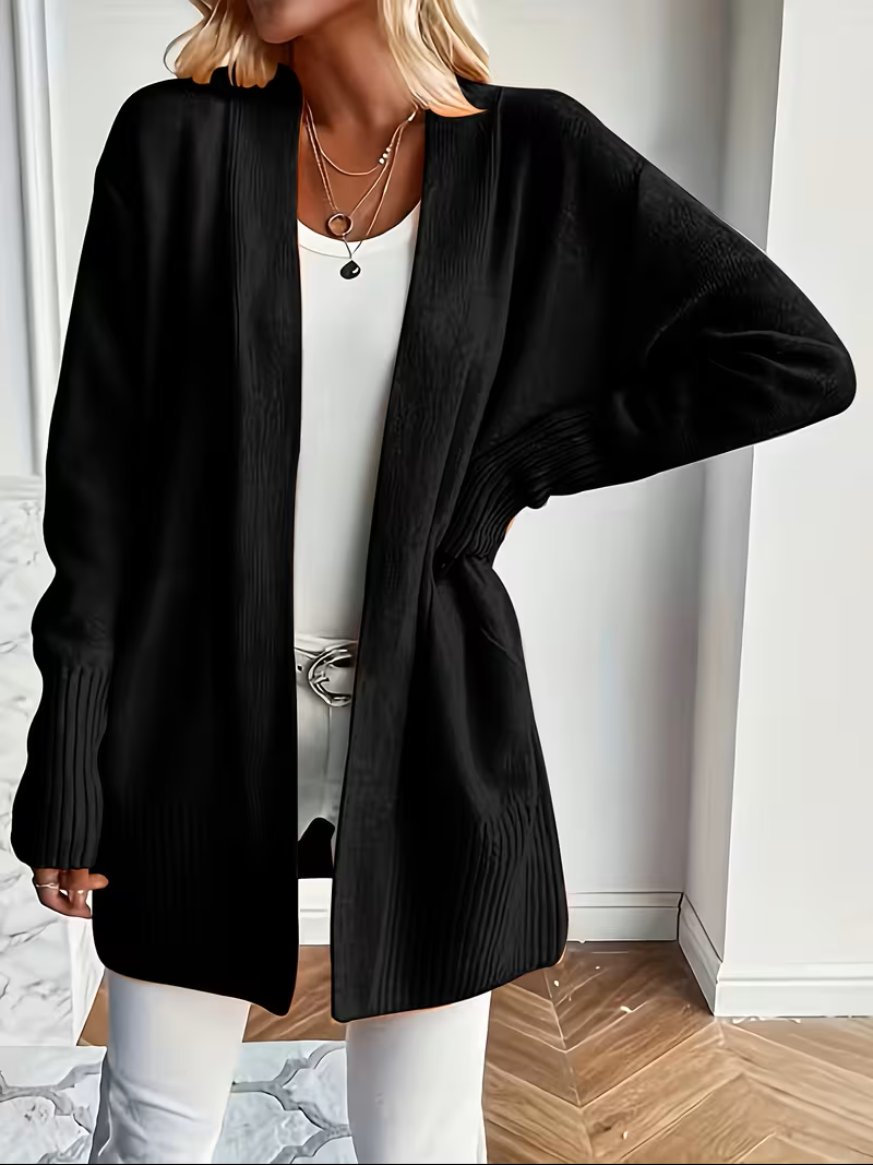 Refined Slip-On Cardigan in Black