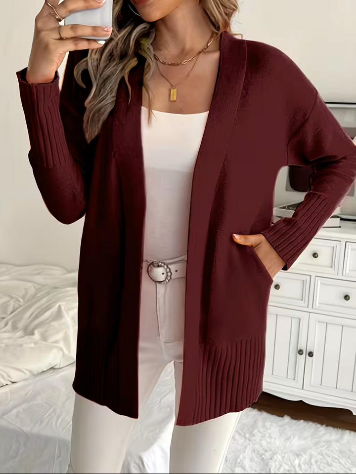 Refined Slip-On Cardigan in Burgundy