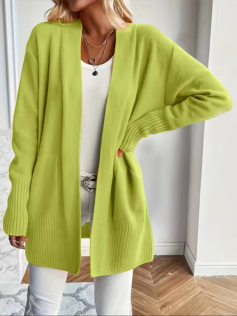 Refined Slip-On Cardigan in Greenish Yellow