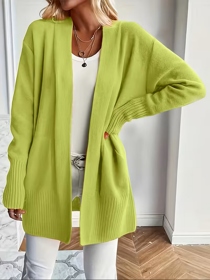 Refined Slip-On Cardigan in Greenish Yellow