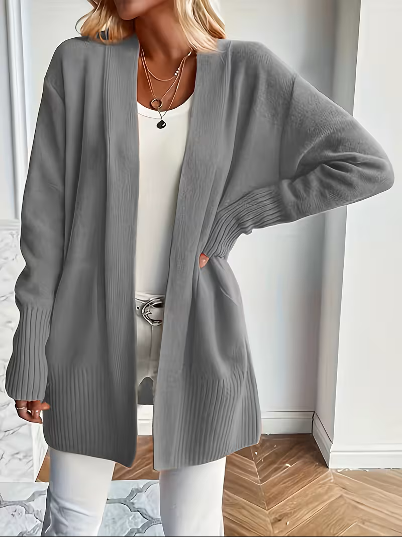 Refined Slip-On Cardigan in Grey