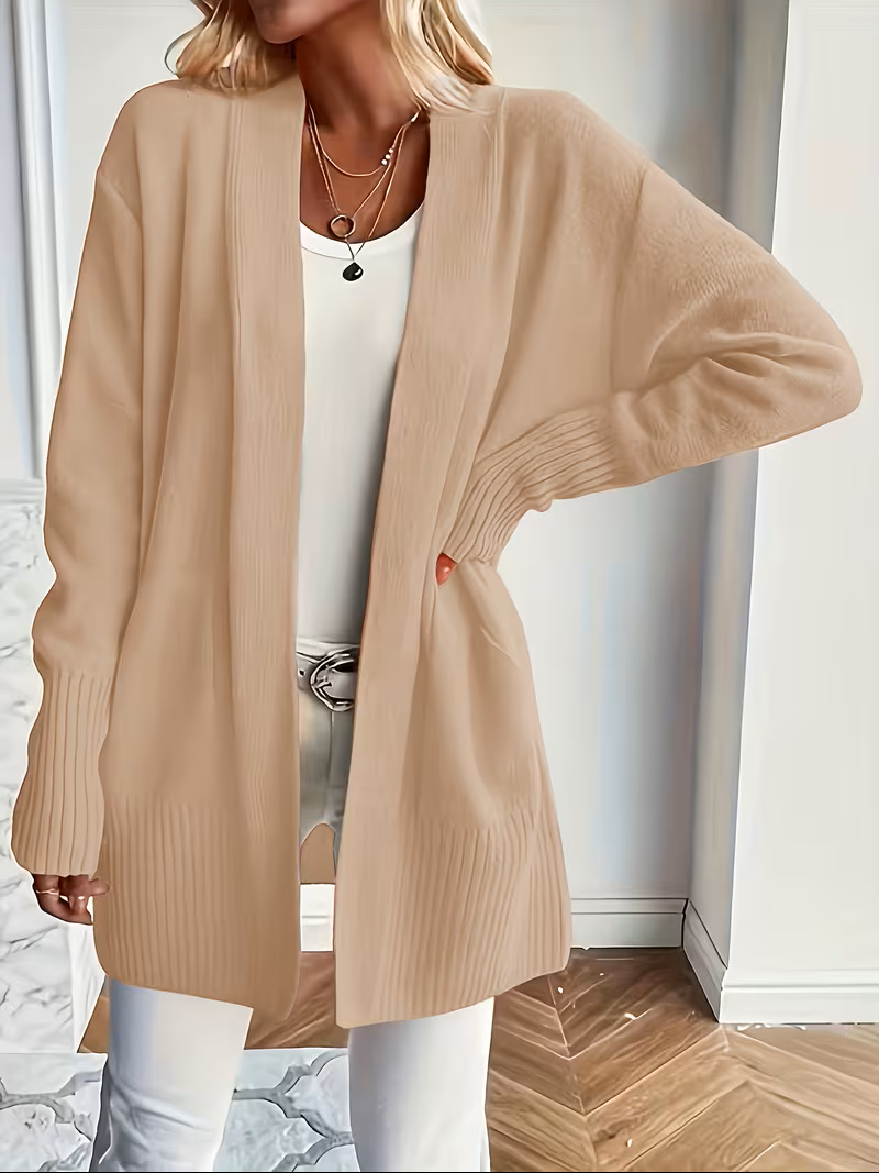 Refined Slip-On Cardigan in Khaki