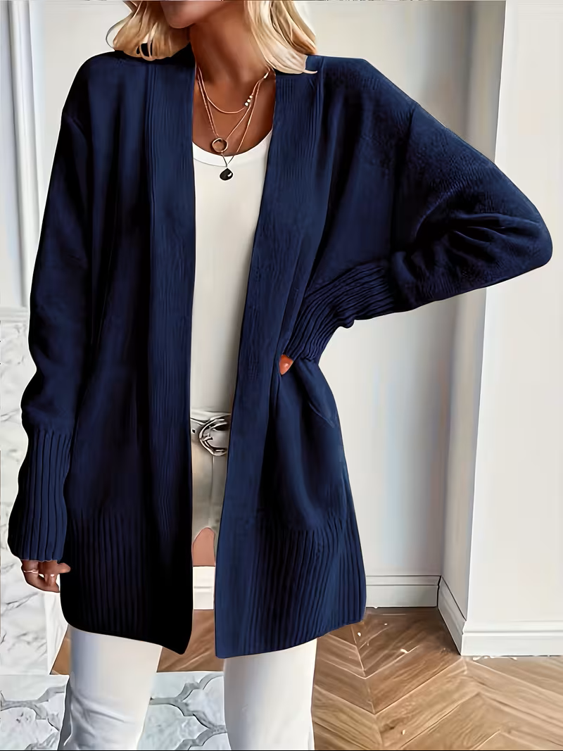 Refined Slip-On Cardigan in Navy