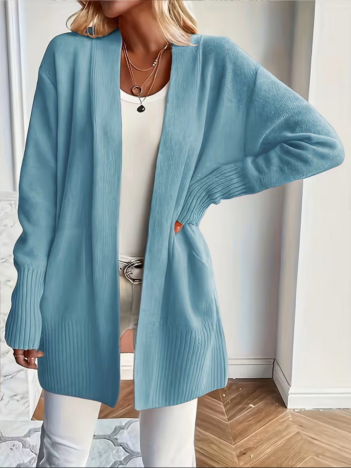 Refined Slip-On Cardigan in Peacock Blue