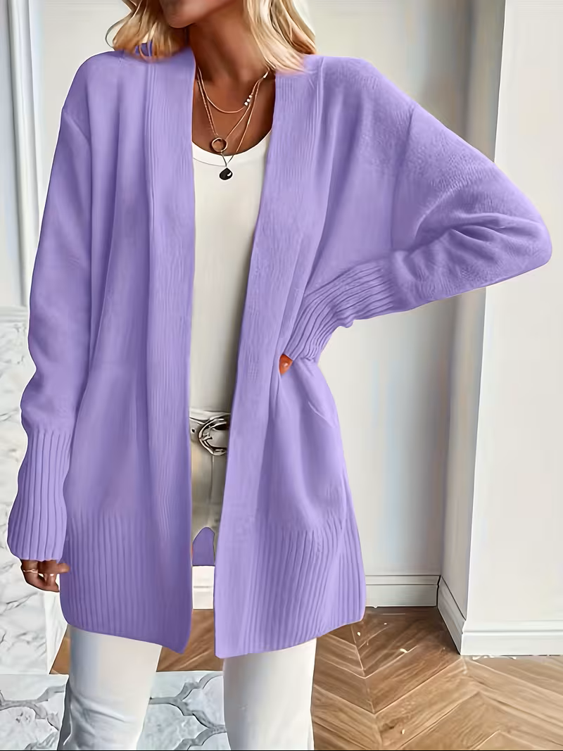 Refined Slip-On Cardigan in Purple