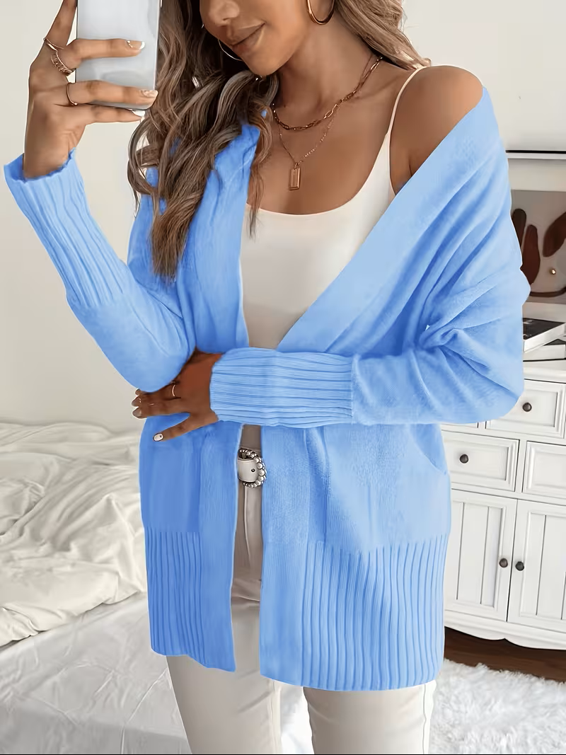 Refined Slip-On Cardigan in Vibrant Blue