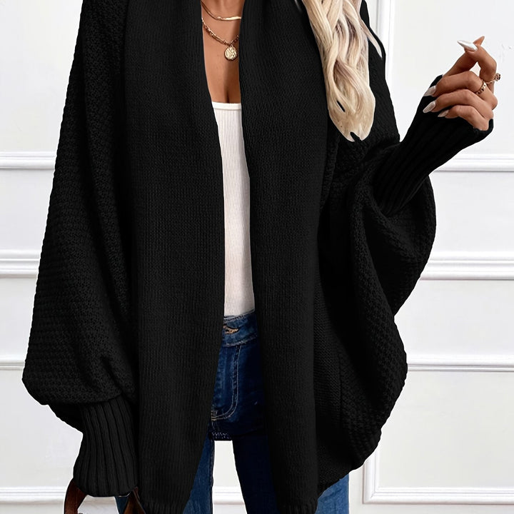 Relaxed Open-Front Cardigan in Black