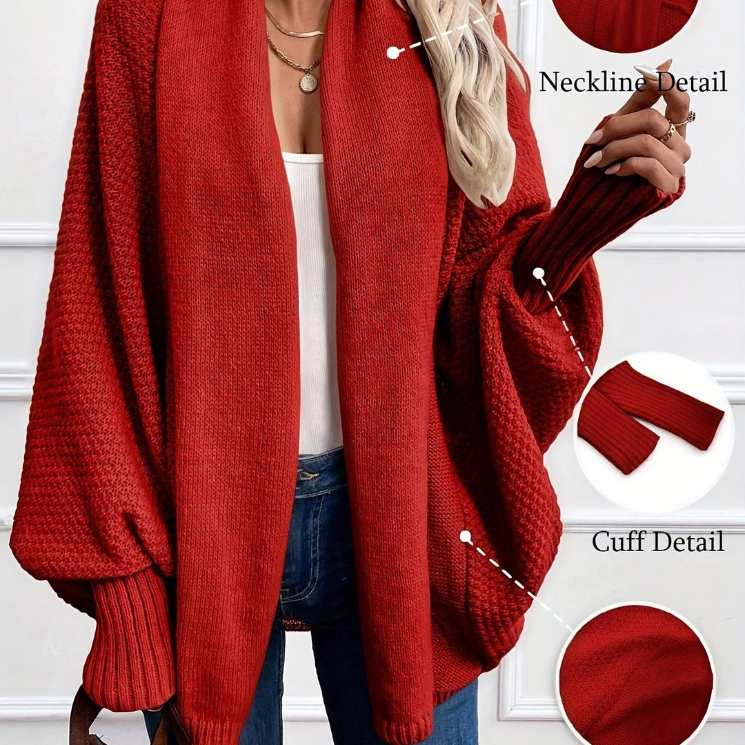 Relaxed Open-Front Cardigan in Brick Red