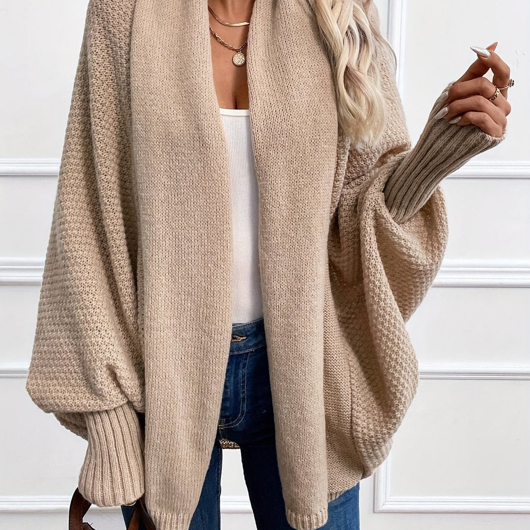 Relaxed Open-Front Cardigan in Khaki