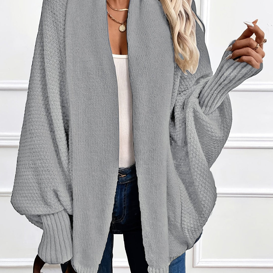 Relaxed Open-Front Cardigan in Light Grey