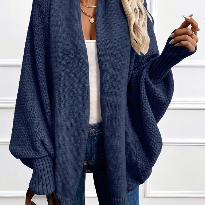 Relaxed Open-Front Cardigan in Navy