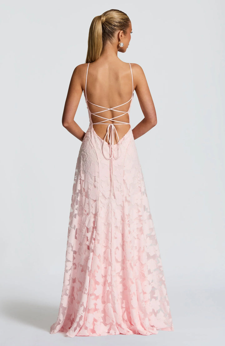 Romantic Floral Spaghetti Strap Maxi Dress for Wedding Guests (3)