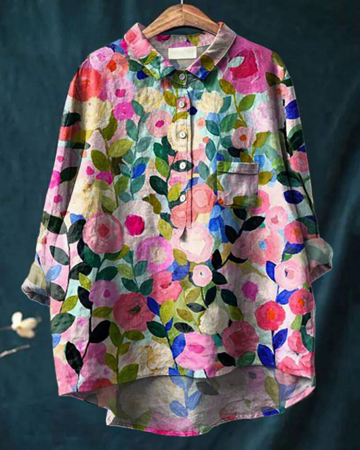 Romantic Longsleeve Blouse in Blumenmuster 1