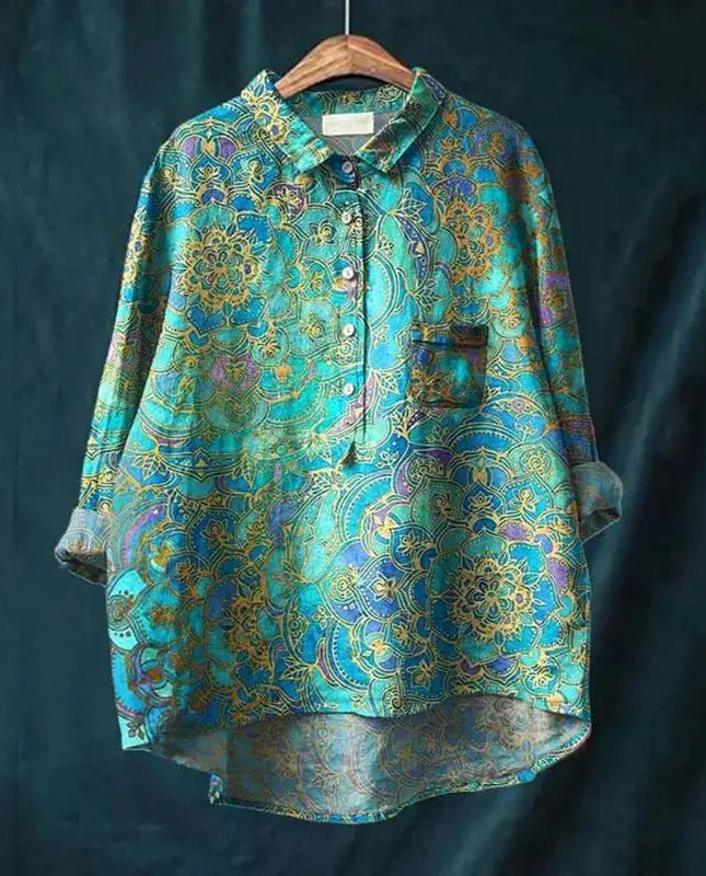 Romantic Printed Longsleeve Blouse in Paisley
