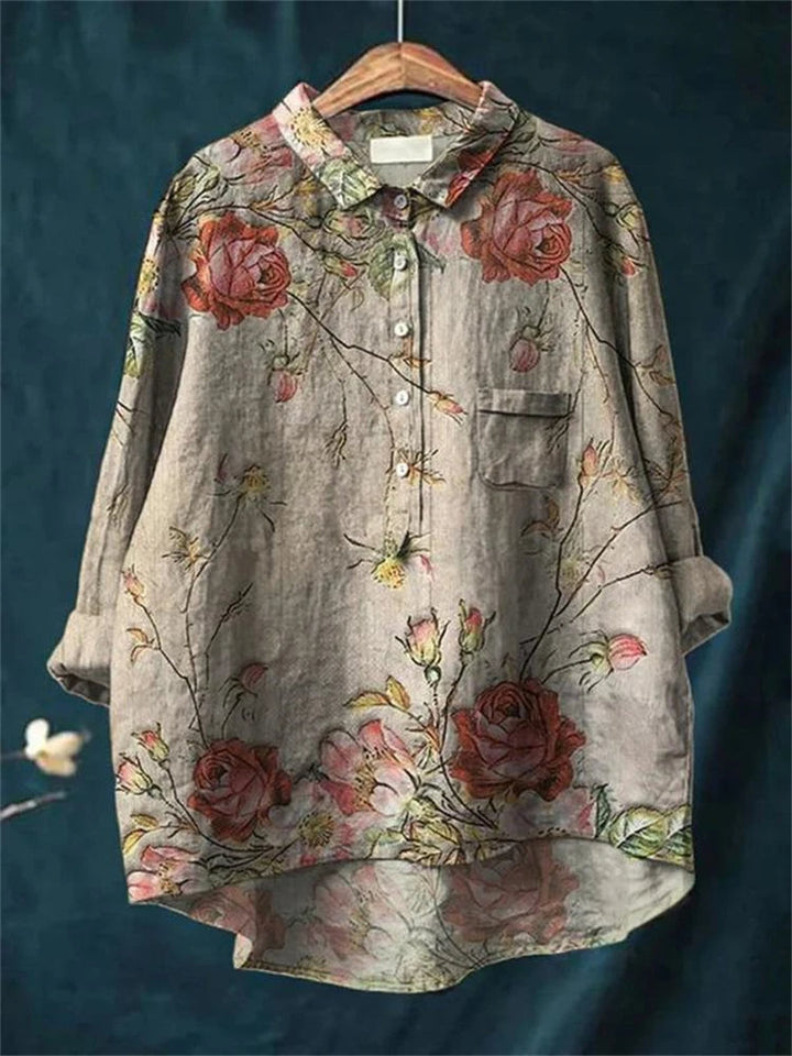 Romantic Printed Longsleeve Blouse in Pink