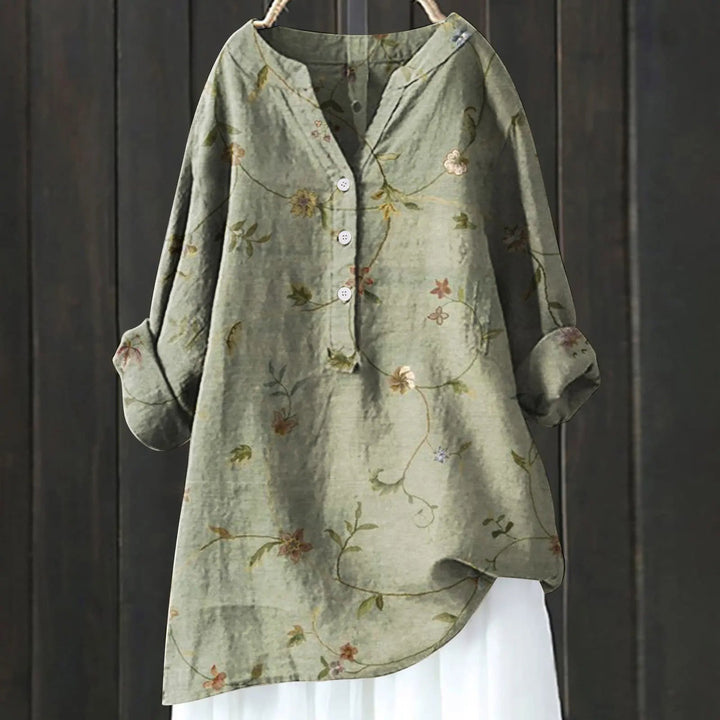 Romantic Vintage Blouse in Armeegrün