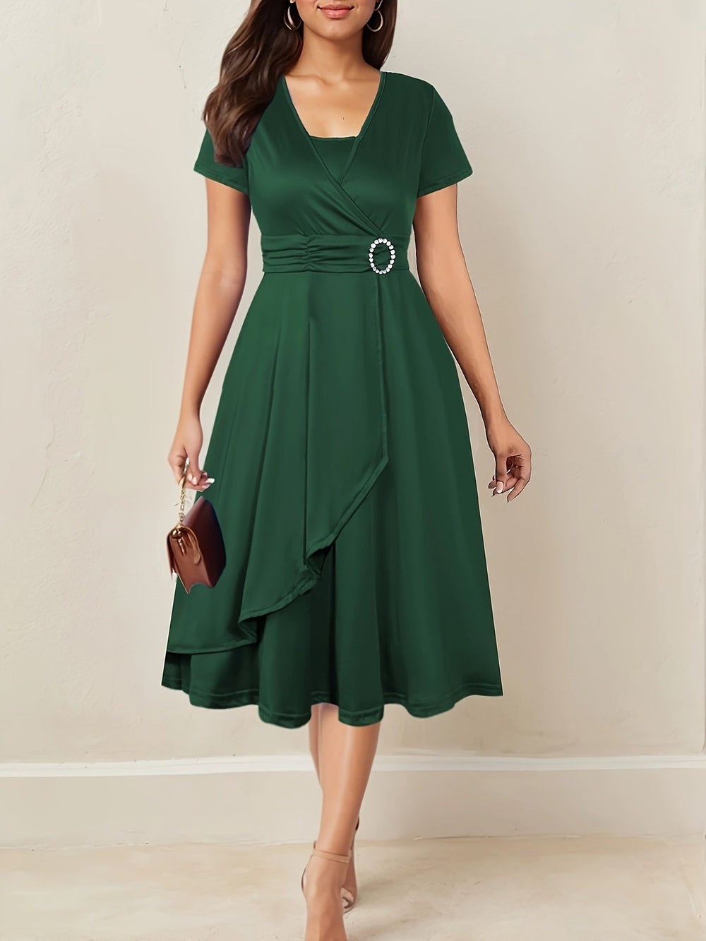 Sophisticated Wedding Guest Maxi Dress in Dark Green