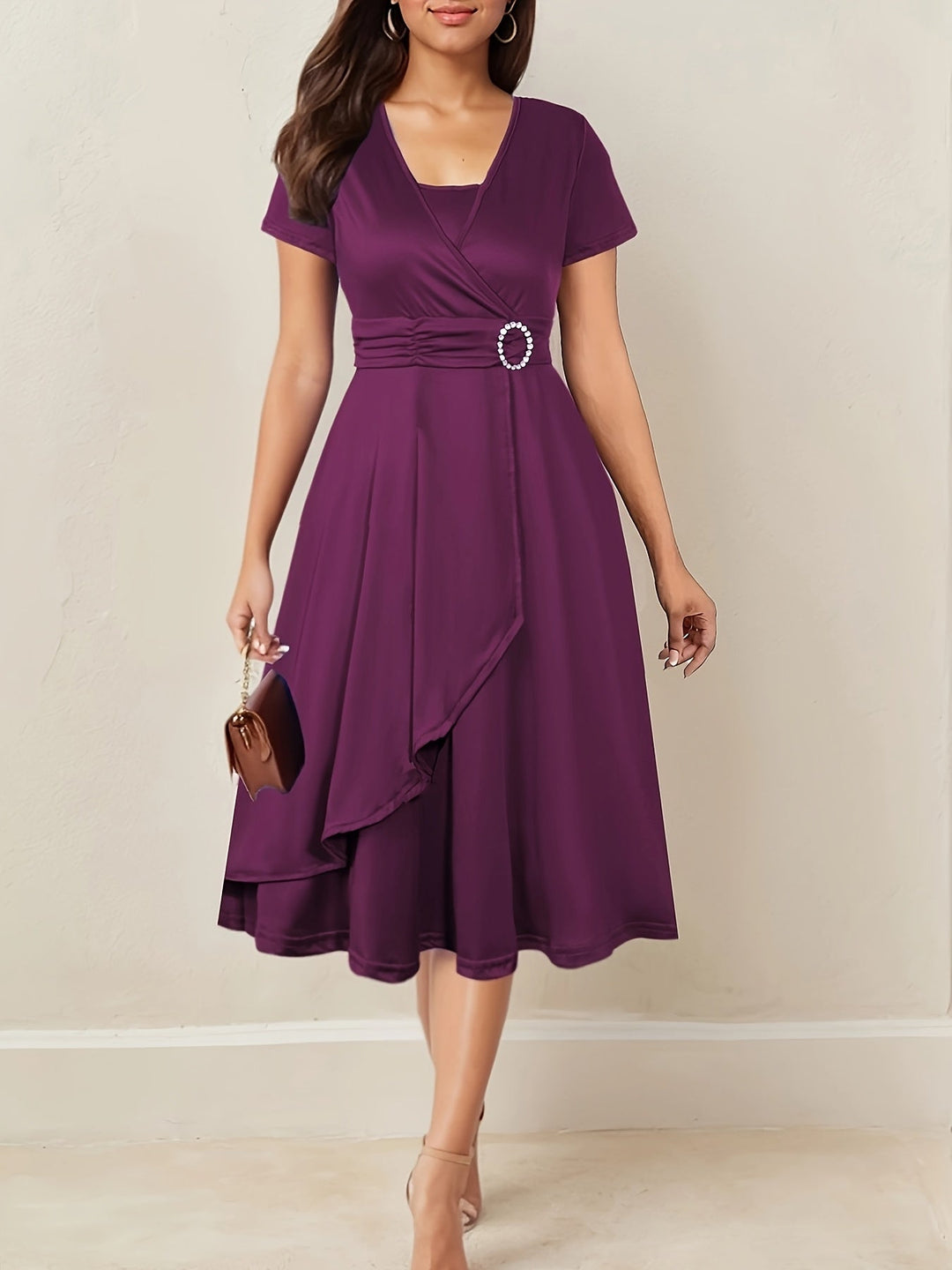 Sophisticated Wedding Guest Maxi Dress in Purple