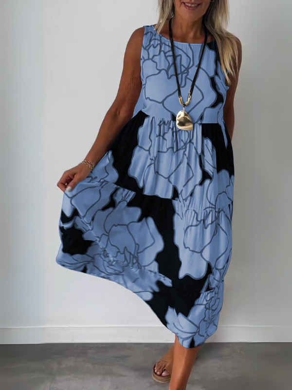 Spring Floral Dress in Blue