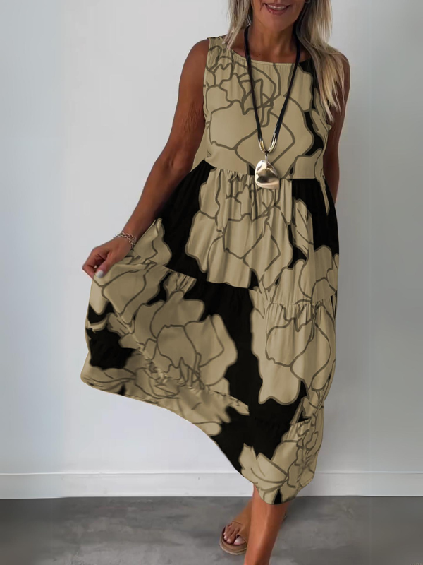 Spring Floral Dress in Brown