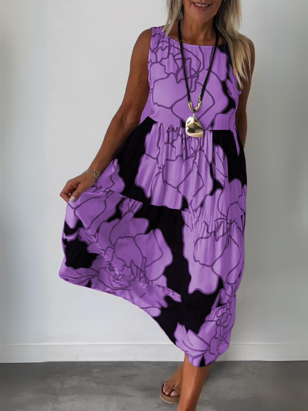 Spring Floral Dress in Purple