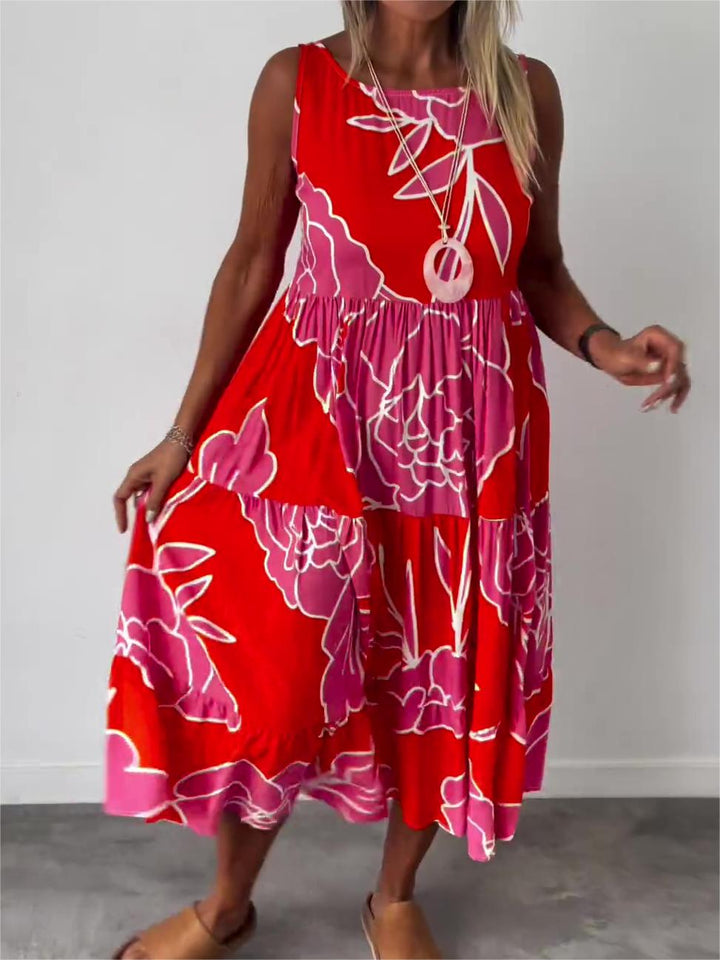 Spring Floral Dress in Red
