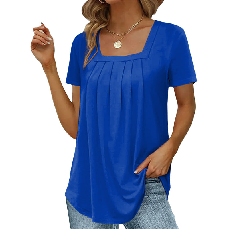 Square-Neck Longsleeve Blouse in Blue