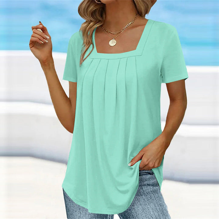 Square-Neck Longsleeve Blouse in Mintgrün