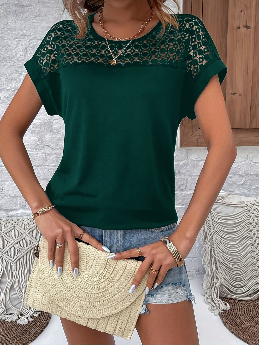 Stilvolles Batwing T-Shirt Womens t-shirt in Green