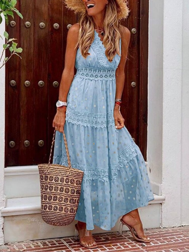 Summer Maxi Dress for Wedding Guests in Blue