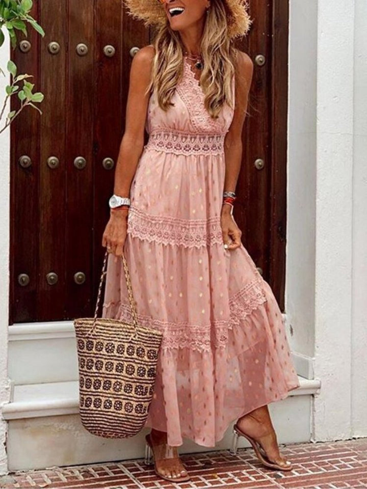 Summer Maxi Dress for Wedding Guests in Pink 1